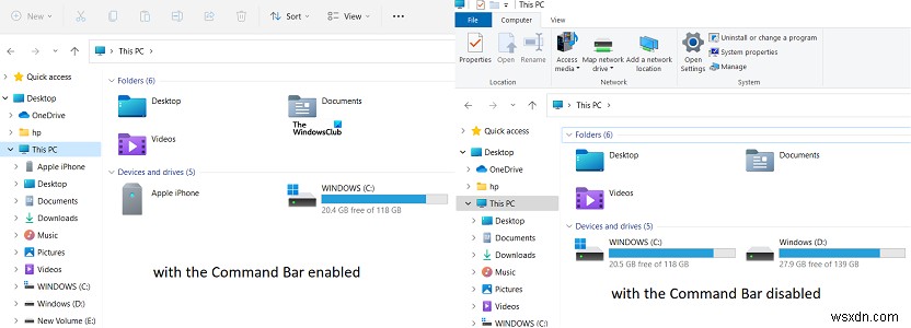 Windows 11でエクスプローラーのコマンドバーを無効化する2つの方法