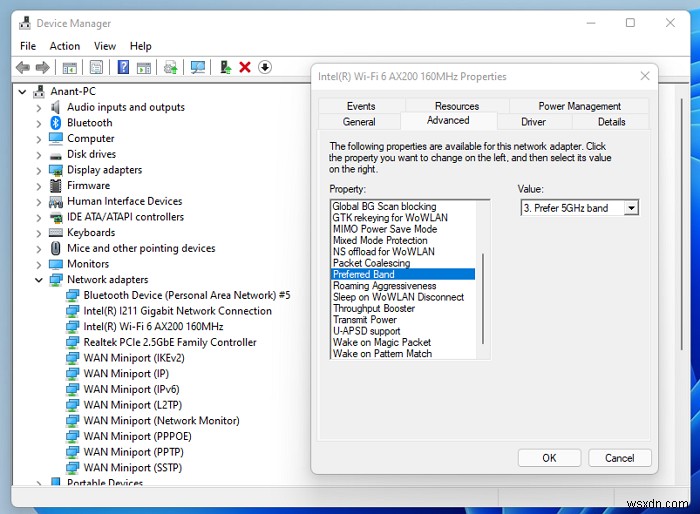 Windows 11/10でWi-Fiを5GHz帯に強制接続する方法