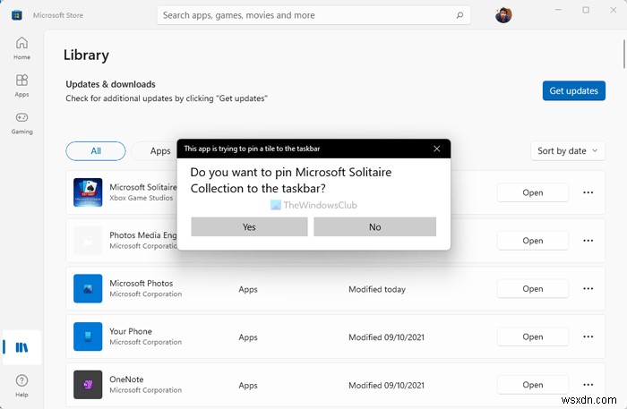 Windows 11でMicrosoft Storeからアプリやゲームをタスクバーにピン留めする方法