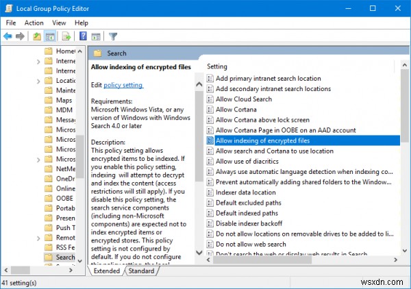 Windows 11/10で暗号化されたファイルを検索インデックスに登録する方法