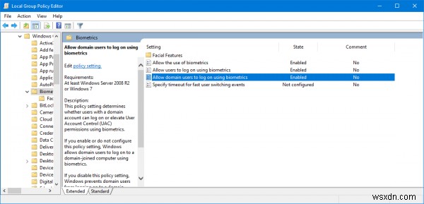 ドメイン参加のWindows 11/10で生体認証によるサインインを有効・無効にする方法