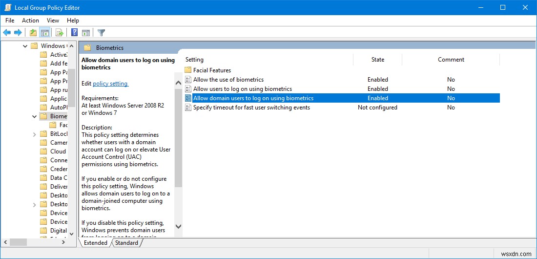 ドメイン参加のWindows 11/10で生体認証によるサインインを有効・無効にする方法