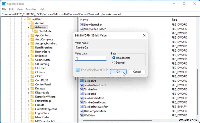 Windows 11のタスクバーから検索・タスクビュー・ウィジェット・チャットのアイコンを削除する方法