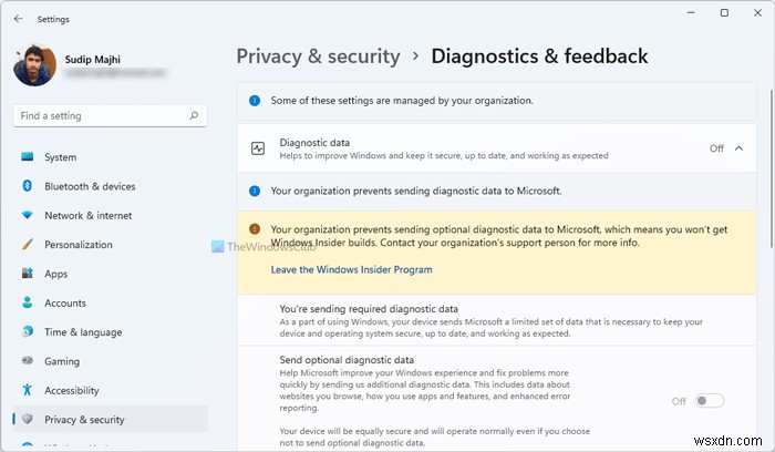 【Windows 11】「組織は、オプションの診断データをMicrosoftに送信しないようにしています」エラーの対処法