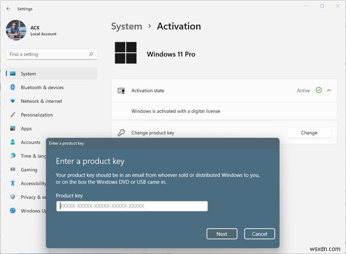 Windows 11/10で「プロダクトキーの変更」リンクが使用できない・表示されない場合の対処法