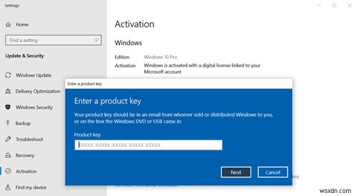Windows 11/10で「プロダクトキーの変更」リンクが使用できない・表示されない場合の対処法