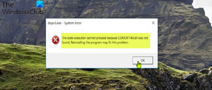 【Windows 11/10】「CONCRT140.dllが見つからないため、コードの実行を続行できません」エラーの解決方法