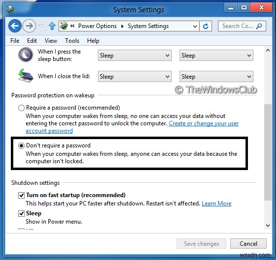 Windows 11/10でスリープ復帰後のサインイン(パスワード入力)を無効にする方法