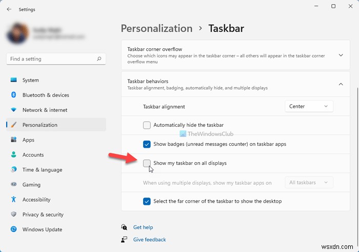 Windows 11/10でサブディスプレイのタスクバーを非表示・無効化する方法