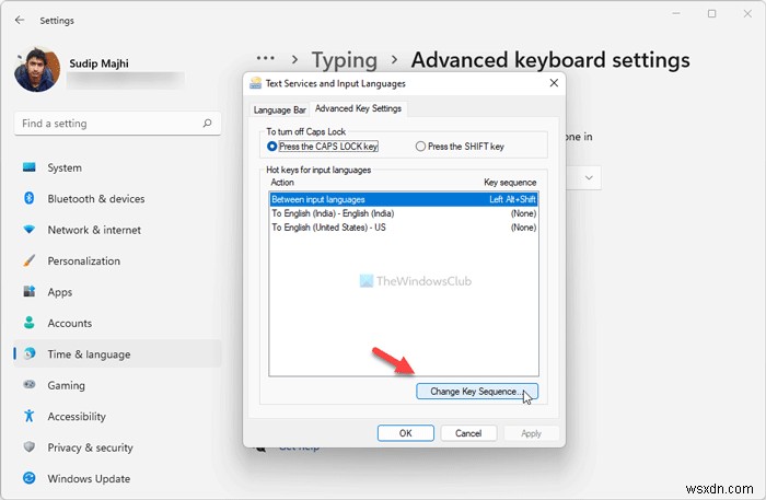 Windows 11で入力言語を切り替えるキーシーケンス(ショートカット)を変更する方法