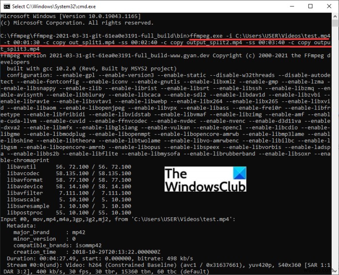Windows 11/10で動画を複数のパーツに分割する方法