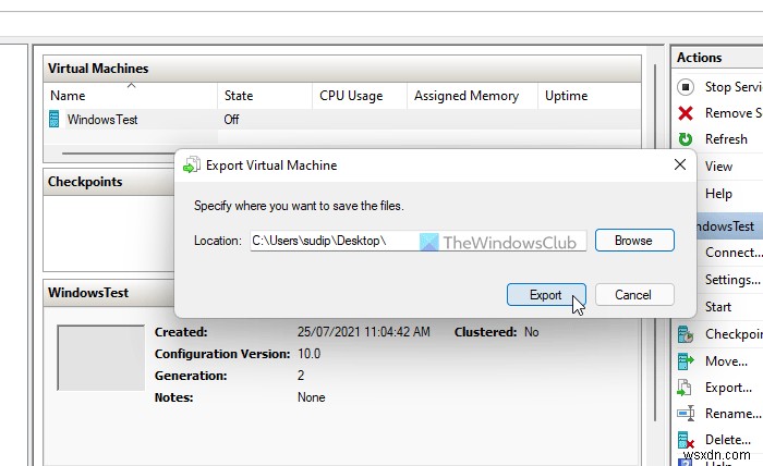 Hyper-Vで「仮想ハードディスクを宛先フォルダーにコピー中にエラーが発生しました」と表示される場合の対処法