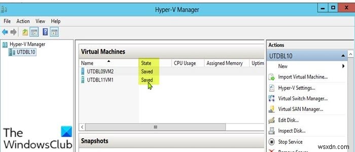 【Hyper-V】仮想マシンが「保存済み」状態のまま起動しないときの対処法