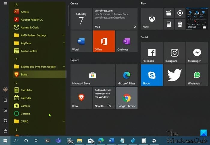 Windows 11/10のスタートメニュー「すべてのアプリ」にアイテムを追加・削除する方法