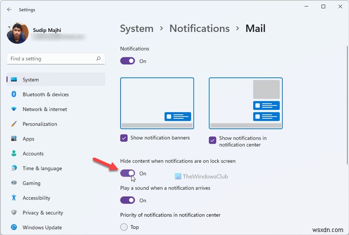 Windows 11のロック画面で通知の内容を非表示にする方法