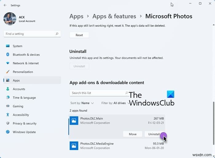 Windows 11/10でMicrosoft Storeアプリのアドオンをアンインストールする方法