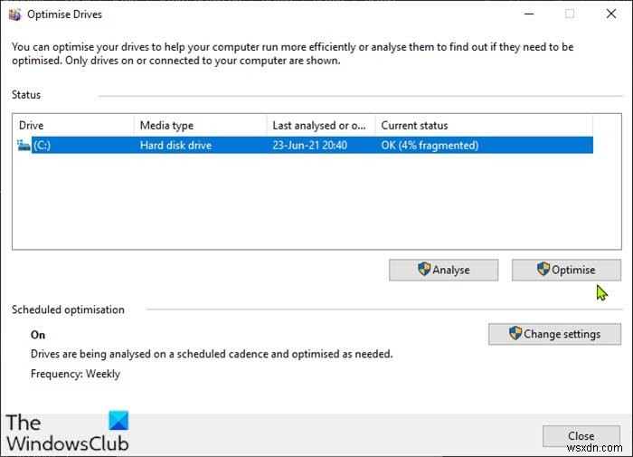 Windows 11/10でバッチファイルを使ってハードドライブをデフラグ(最適化)する方法