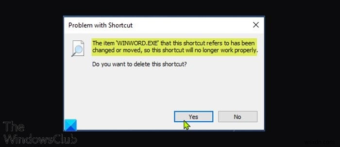 【Windows 10】「このショートカットが参照するアイテムは、変更または移動されています」エラーの解決方法