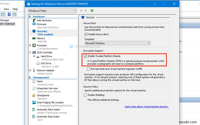 Hyper-VでTPMを有効にしてWindows 11をインストールする方法