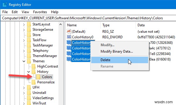 Windows 11/10で「最近使った色」の履歴を削除する方法