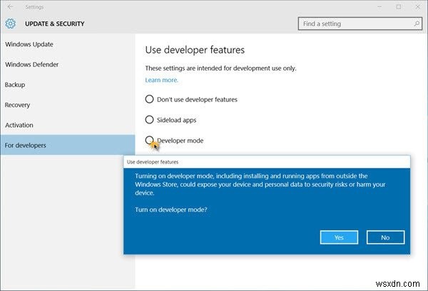 Windows 11/10で開発者モードを有効・無効にする方法