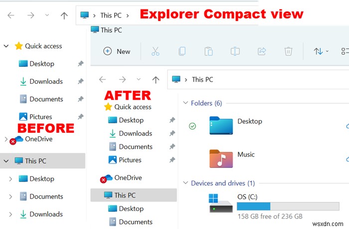 Windows 11のエクスプローラーでアイテム間の余白を減らす方法【コンパクト表示】