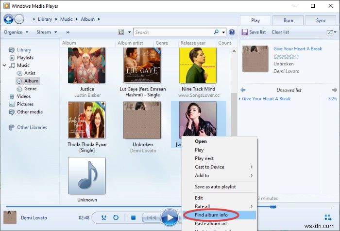 Windows Media Playerでトラックタイトルをダウンロードして追加する方法