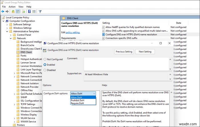 Windows 11でDNS over HTTPS(DoH)のプライバシー機能を使う方法
