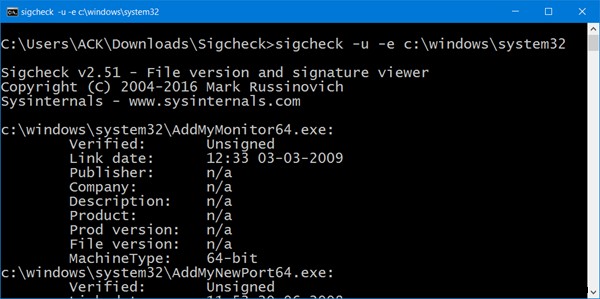 Microsoft公式ツール「SigCheck」で危険な証明書・未署名の証明書をチェックする方法