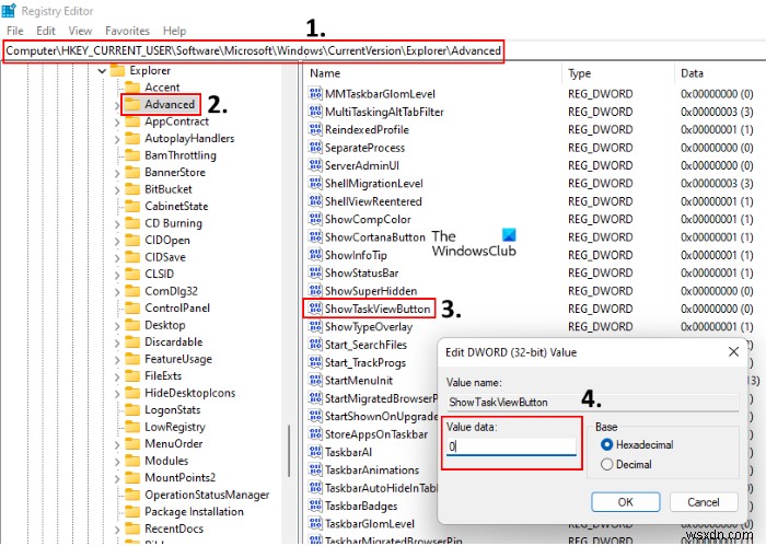 Windows 11/10のタスクバーからタスクビューボタンを非表示にする方法