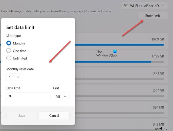 Windows 11/10で毎月のインターネットデータ使用量を監視・制限する方法