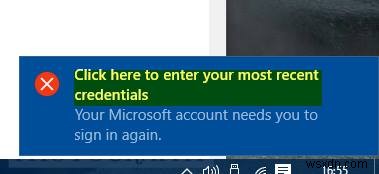 Windows 11/10で「最新の資格情報を入力するにはここをクリック」と表示されたときの対処法