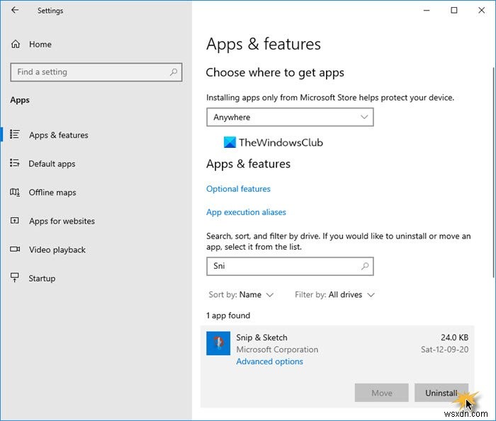 Windows 11/10で「Snip & Sketch」を無効化またはアンインストールする方法
