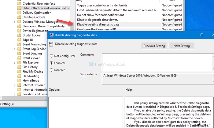Windows 11/10でユーザーによる診断データの削除を許可または禁止する方法