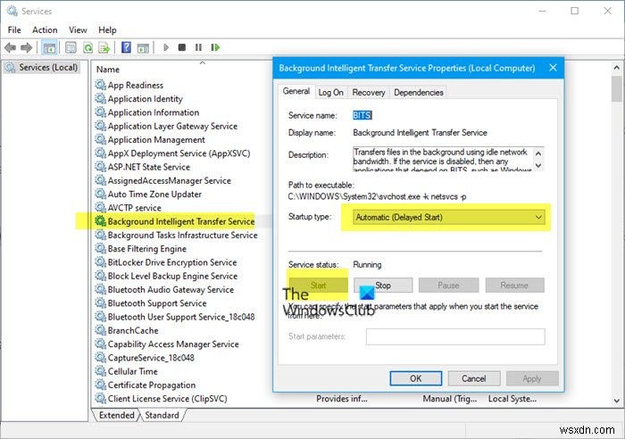 Windows 11/10でBITS(バックグラウンドインテリジェント転送サービス)が停止・起動しないときの対処法
