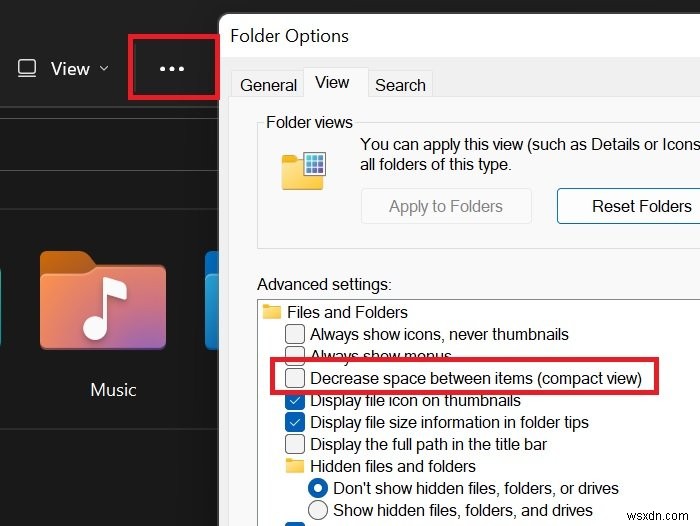 Windows 11/10のファイルエクスプローラーでコンパクトビューを無効化する方法