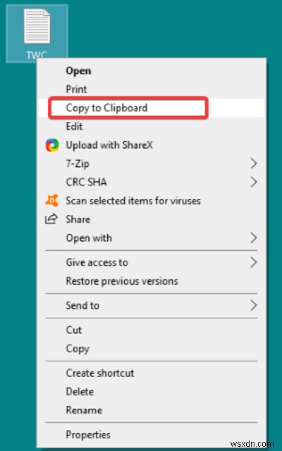 Windows 10で右クリックメニューからファイルの内容をワンクリックでクリップボードにコピーする方法