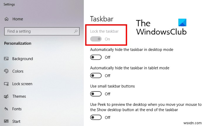 Windows 10で「タスクバーをロックする」設定を無効化して固定する方法