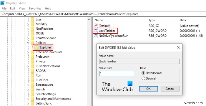 Windows 10で「タスクバーをロックする」設定を無効化して固定する方法