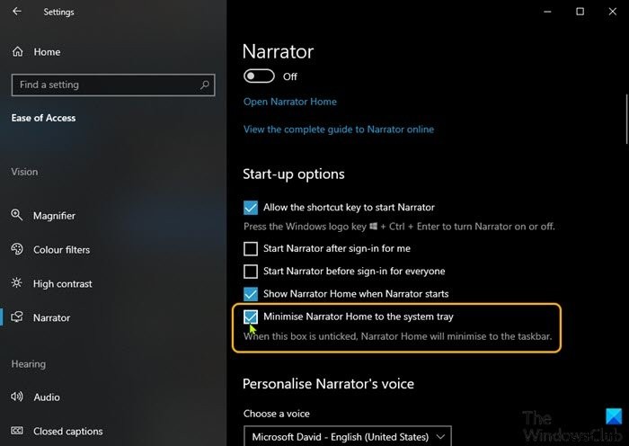 Windows 10でナレーターの各種設定を構成・カスタマイズする方法