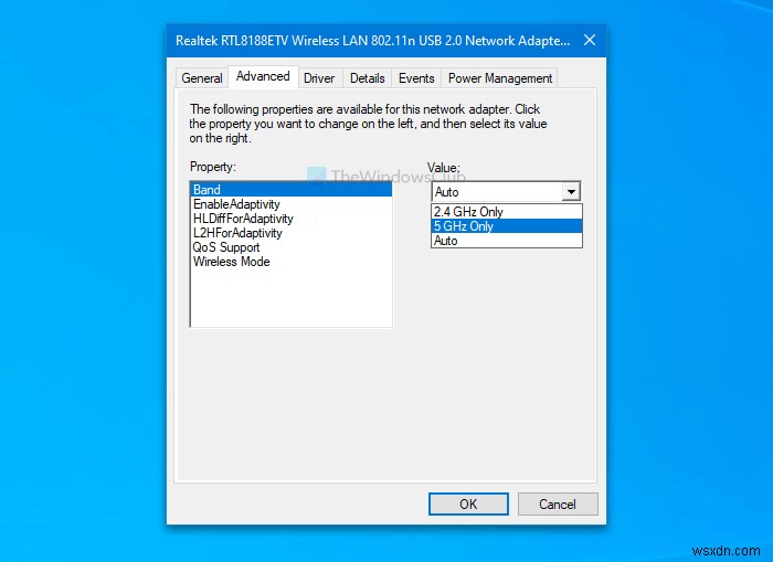 Windows 11/10でWi-Fi帯域を2.4GHzと5GHzで切り替える方法