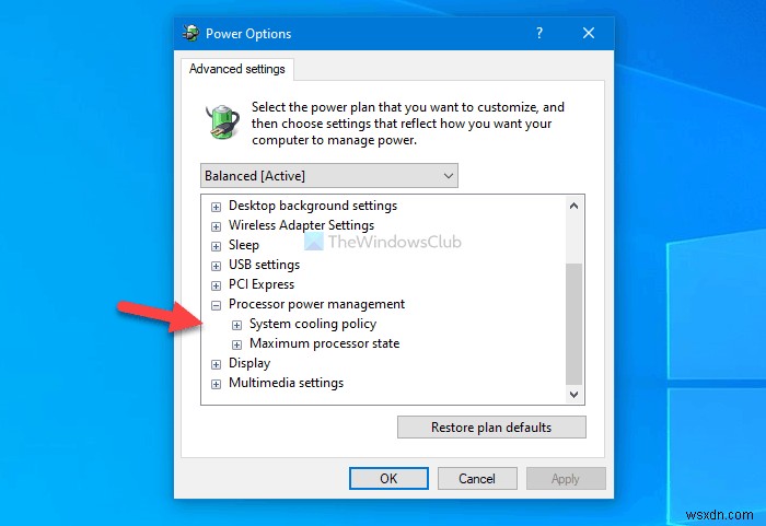 Windows 11/10の電源オプションで「最小/最大プロセッサの状態」を表示・非表示にする方法