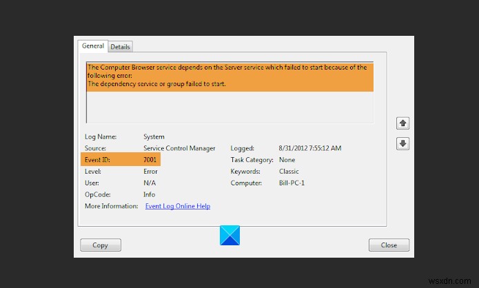 Windows 11/10でサービスコントロールマネージャーのイベントID 7001エラーを修正する方法