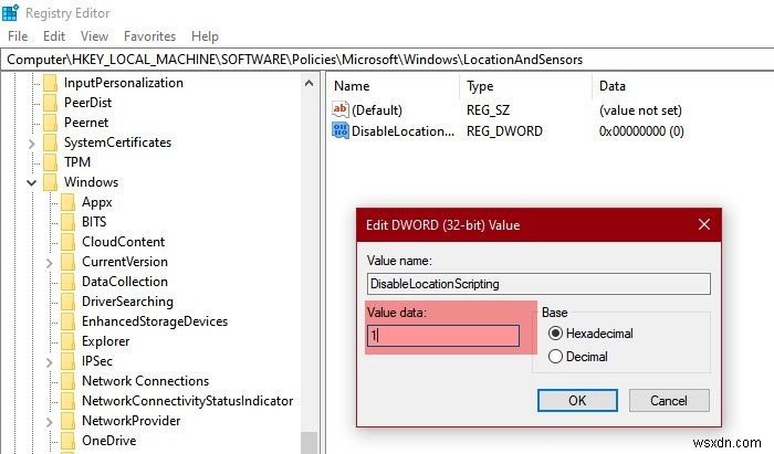 Windows 10でロケーションスクリプトをオン・オフに切り替える方法