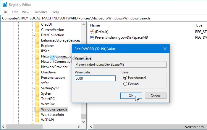 ディスク容量が少ないときにWindows Searchのインデックス作成を停止する方法