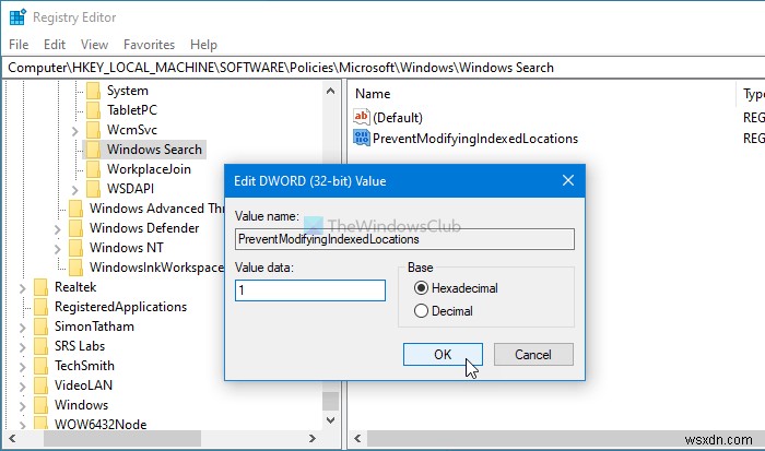 ユーザーがWindows 10で検索インデックスの場所を変更できないようにする方法