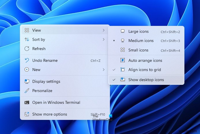 Windows 11/10でデスクトップアイコンを非表示・再表示する方法