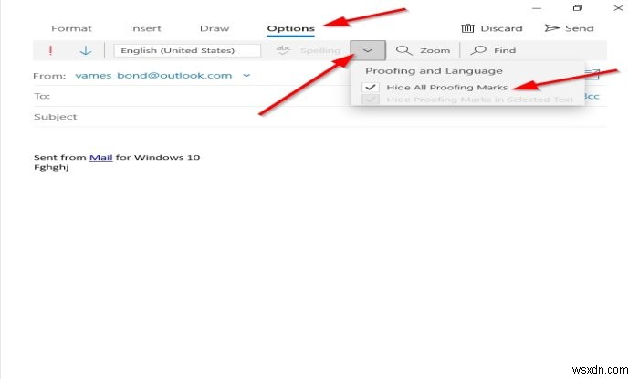 Windows 10のメールアプリでオートコレクト・スペルチェックを無効にする方法