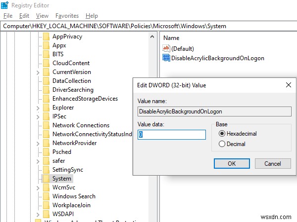 Windows 11/10のログイン画面で背景のぼかし(アクリルブラー効果)を無効にする方法
