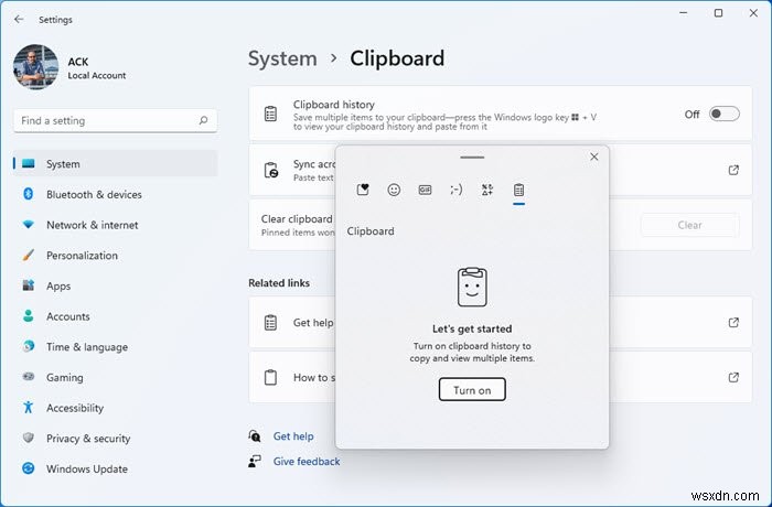 Windows 11/10でクリップボード履歴をオン/オフにする・履歴を消去する方法